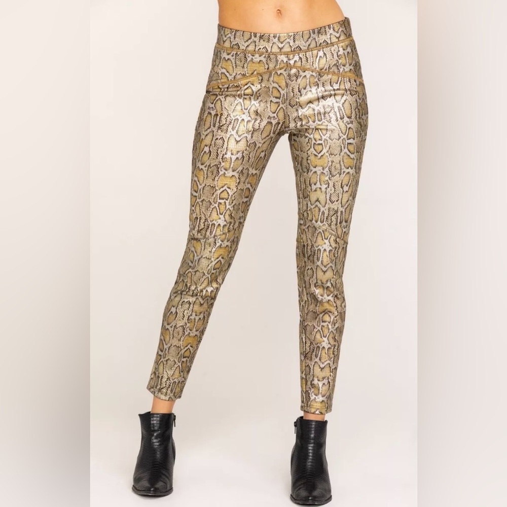 Free People Gold Snakeskin Leggings Size Medium